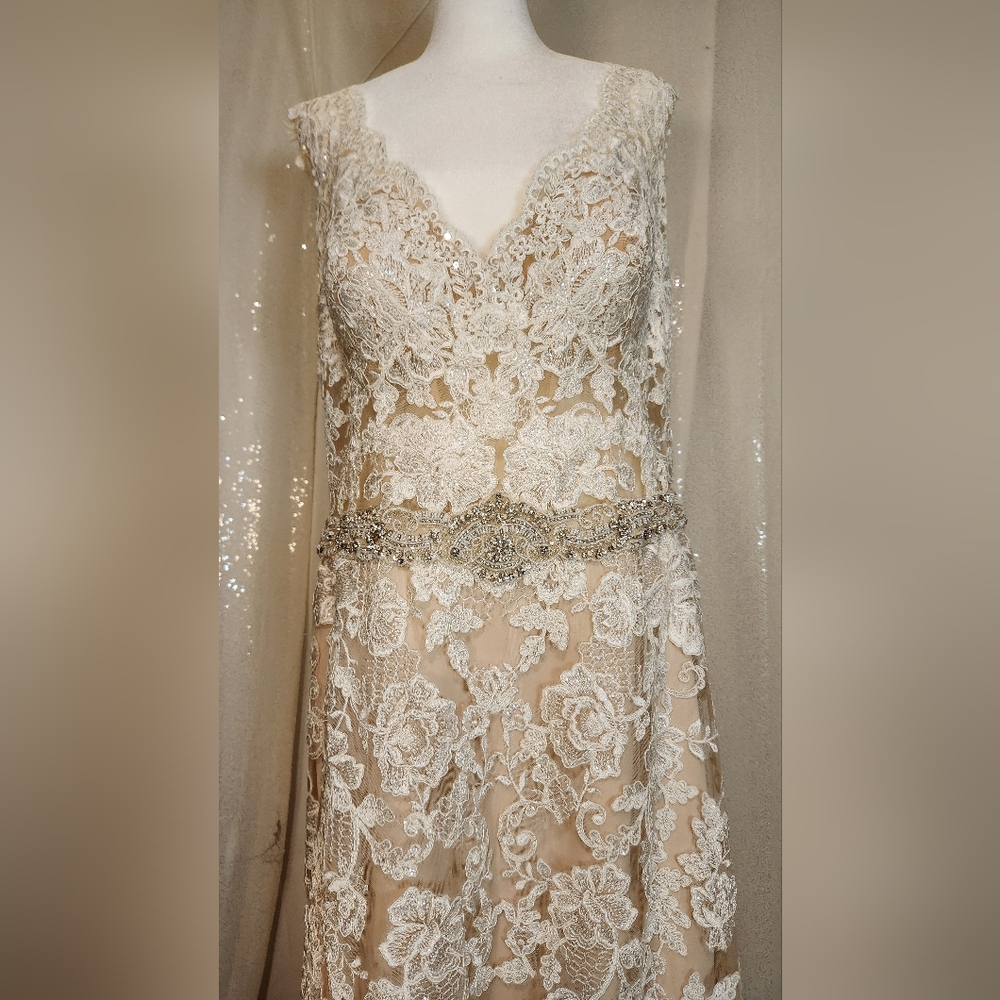 Sophia Tolli Y21656 - Fellini Ivory & Maple Sample Gown NWT - Picture 7 of 14